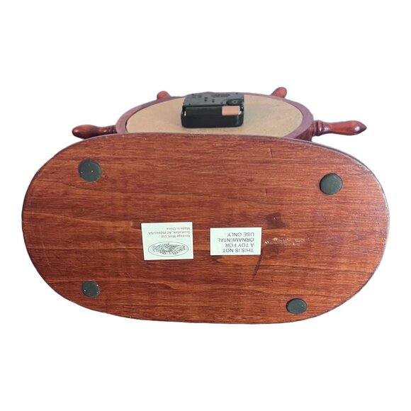 Ship Wheel Pedestal Style Mantel Clock Heritage Mint Wood Blocks and Tackle - Picture 8 of 9